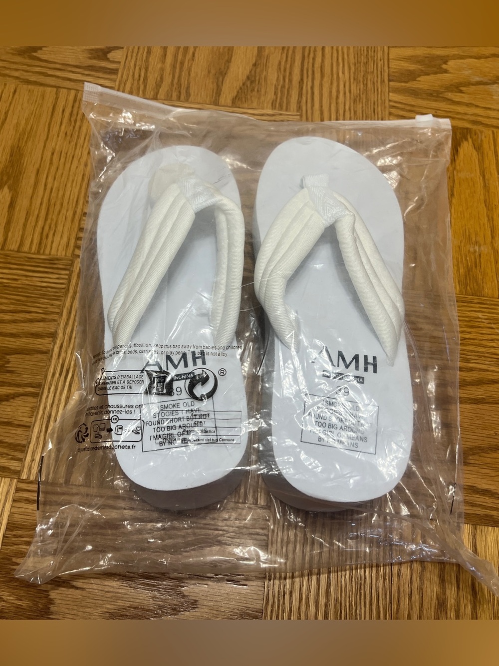 AMH Women's Flip Flops Sandal, Thick Bottom White, 39 (US 8-8.5)